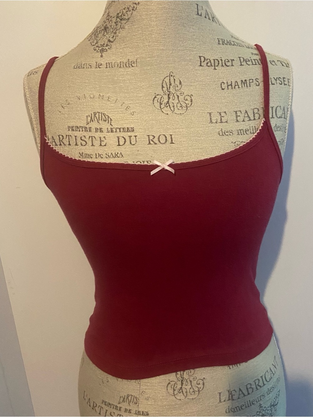 Garage Burgundy Spaghetti Strap Camisole with Front Bow